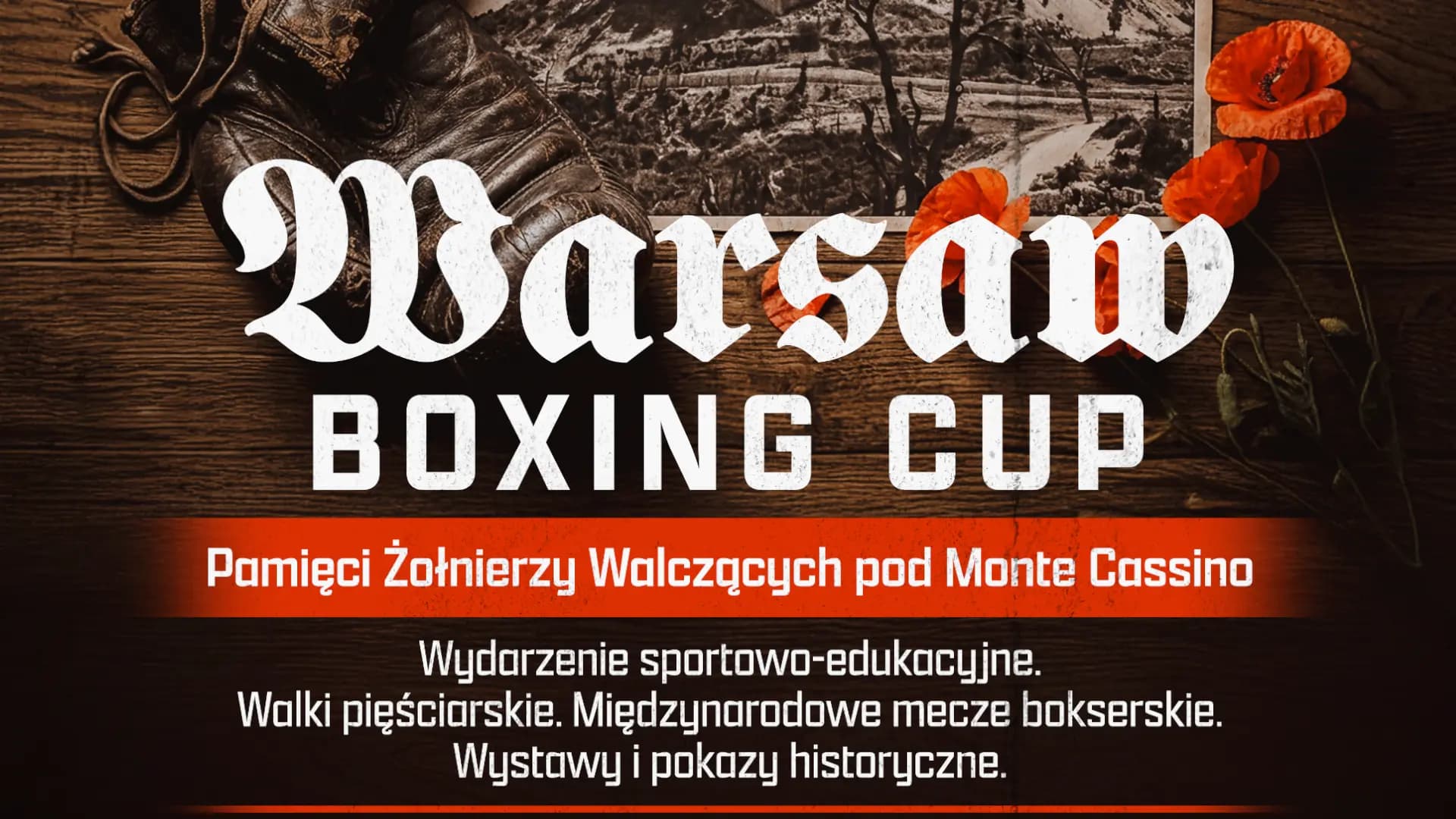 Plakat wydarzenia Warsaw Boxing Cup: Pamięci Bohaterów Monte Cassino