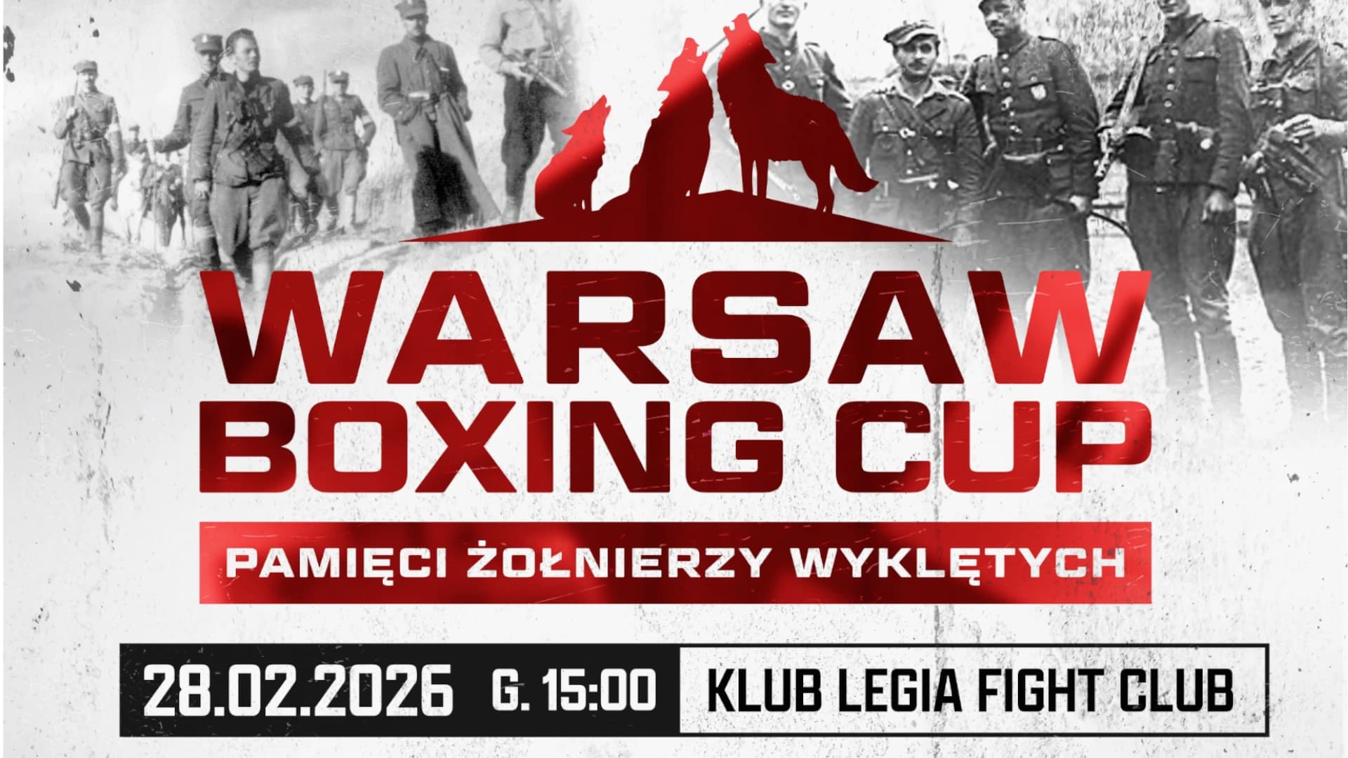 Plakat wydarzenia Warsaw Boxing Cup Pamięci Żołnierzy Wyklętych